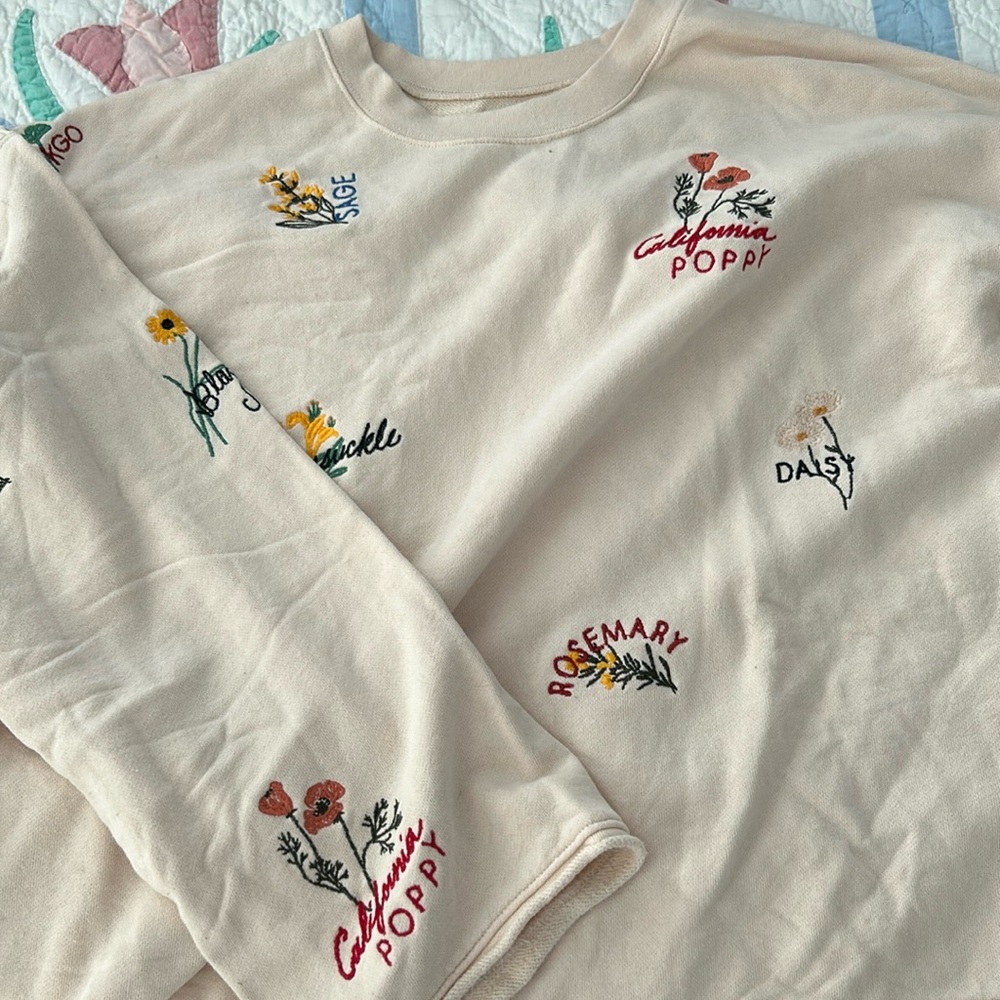 Madewell Botanical cropped bell sleeve sweatshirt
